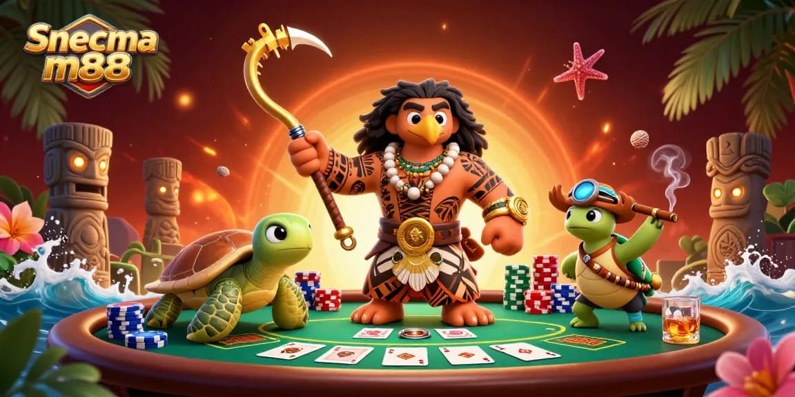 Engage with Snecma m88's thrilling casino experience amidst vibrant poker elements and enchanting characters