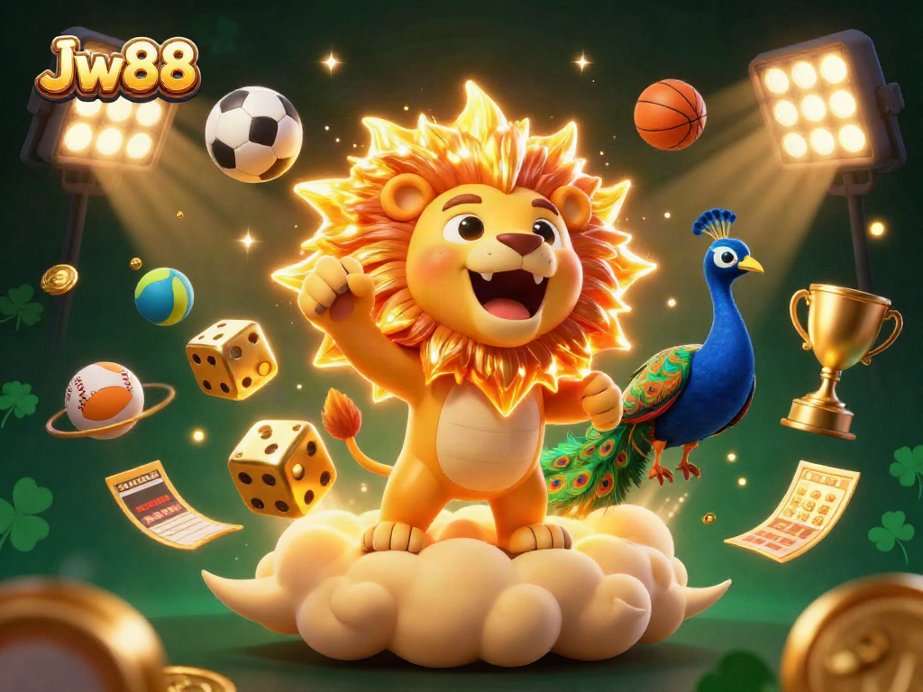 Play thrilling games at Jw88 with an immersive casino experience depicted in a vibrant 3D illustration.