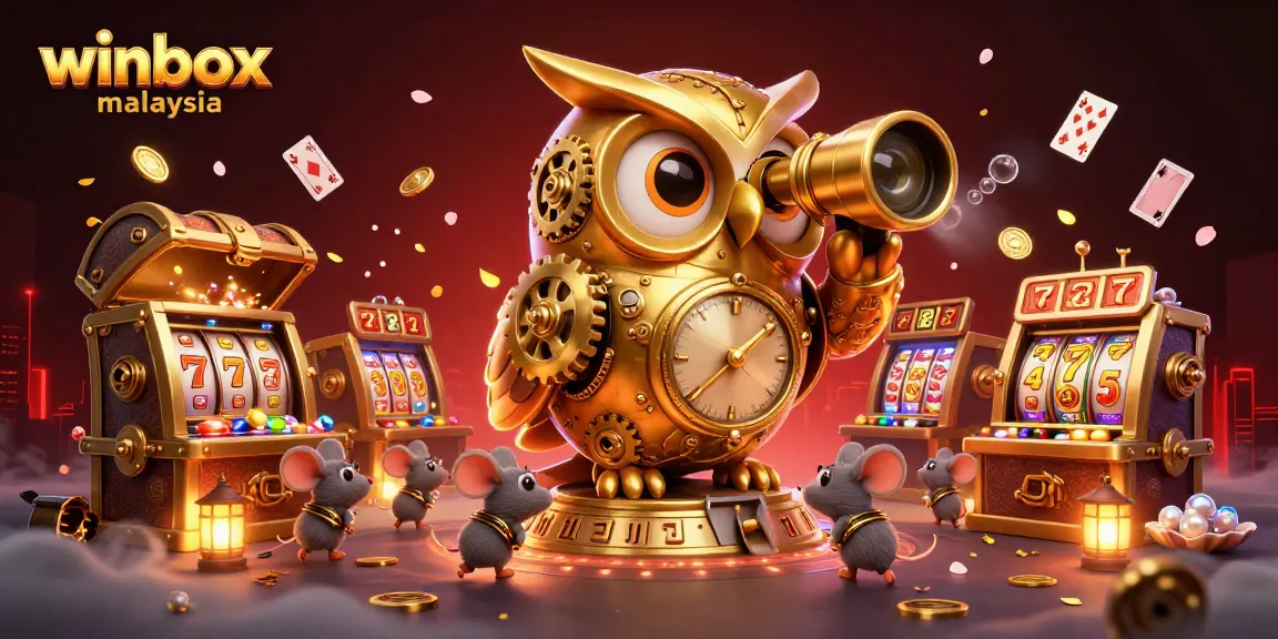 Experience exciting gameplay with winbox malaysia featuring vibrant slot machines, gold coins, and whimsical characters.