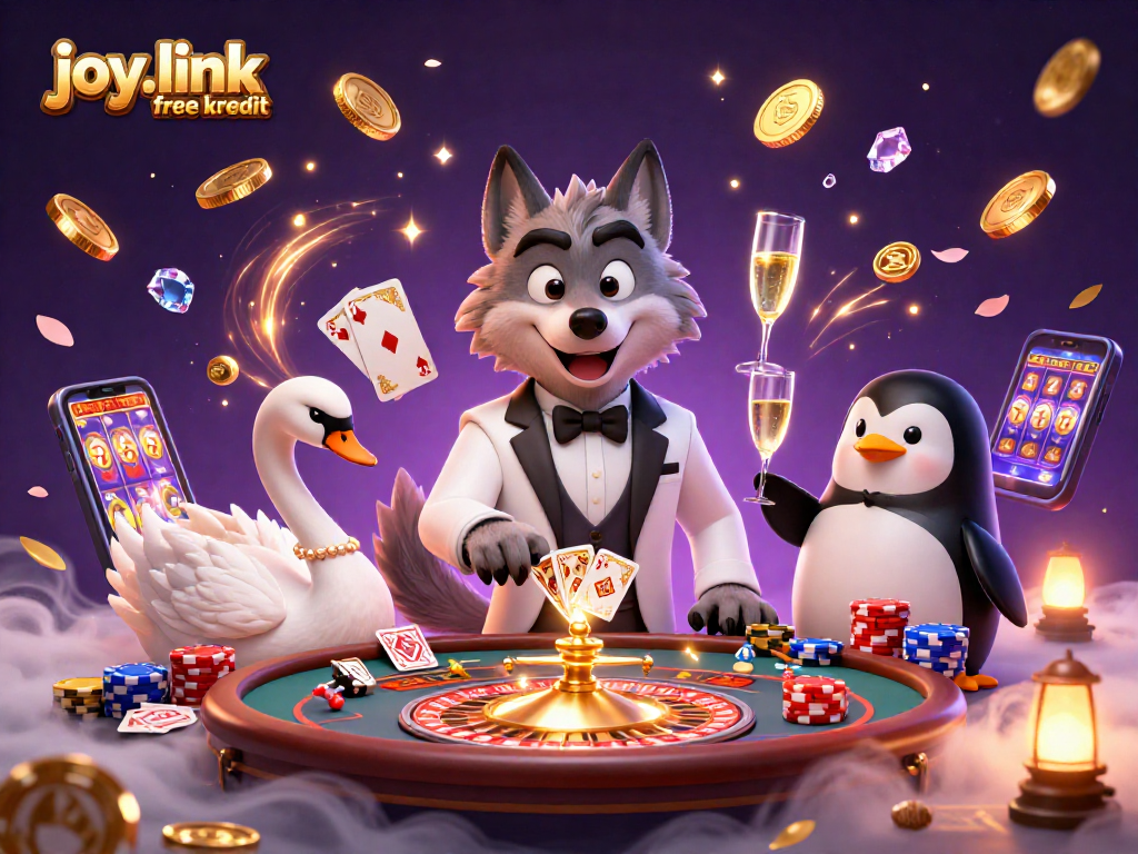 Engage with joy.link free kredit at a lively casino scene with elegant characters.