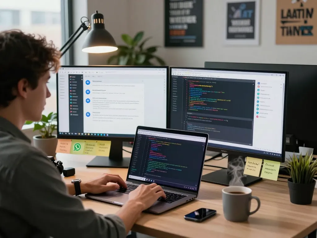 Clawdbot mac user engaged in AI integration with messaging apps in a modern workspace