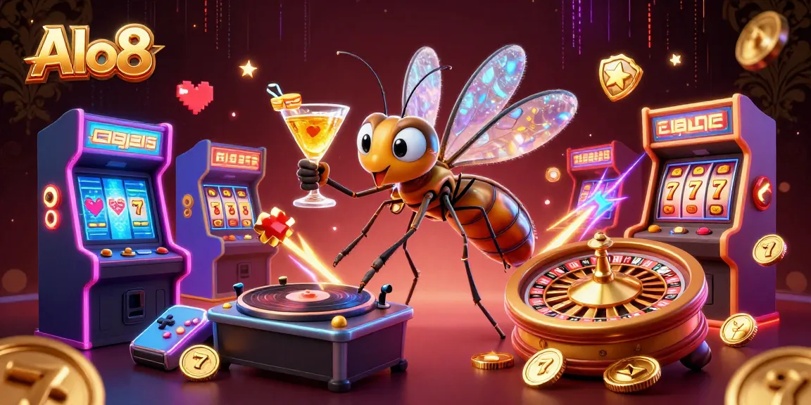 Experience the excitement with Alo8's unique casino illustration featuring a vibrant array of casino elements and characters.