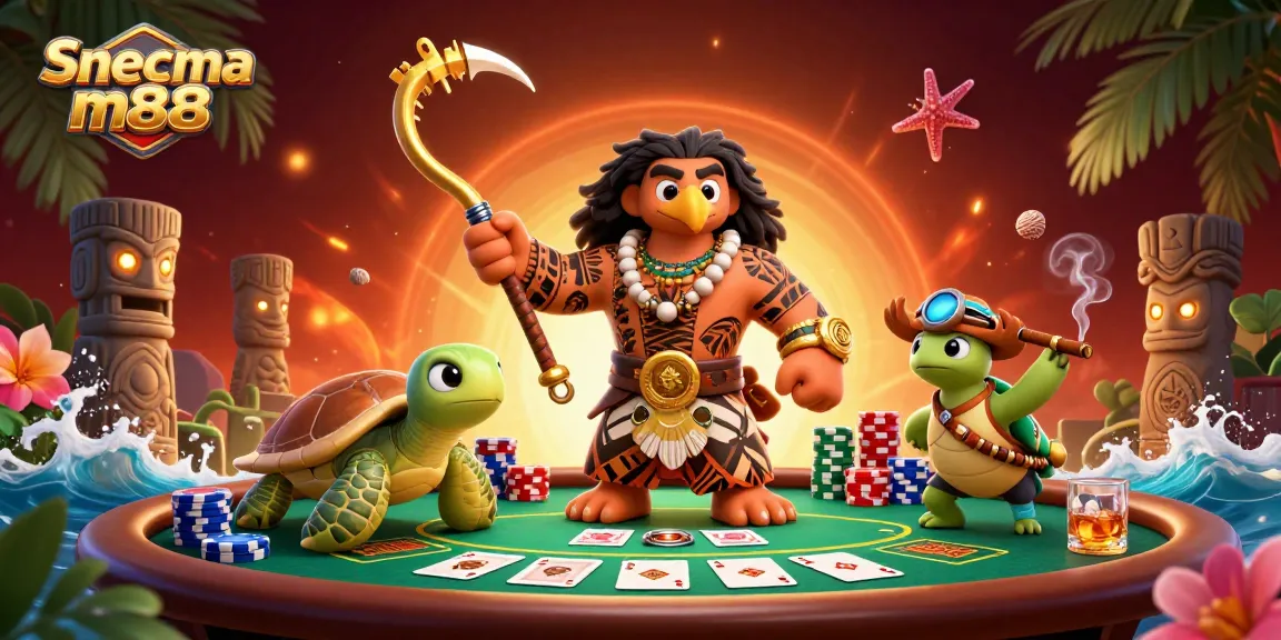 Engage with Snecma m88's thrilling casino experience amidst vibrant poker elements and enchanting characters