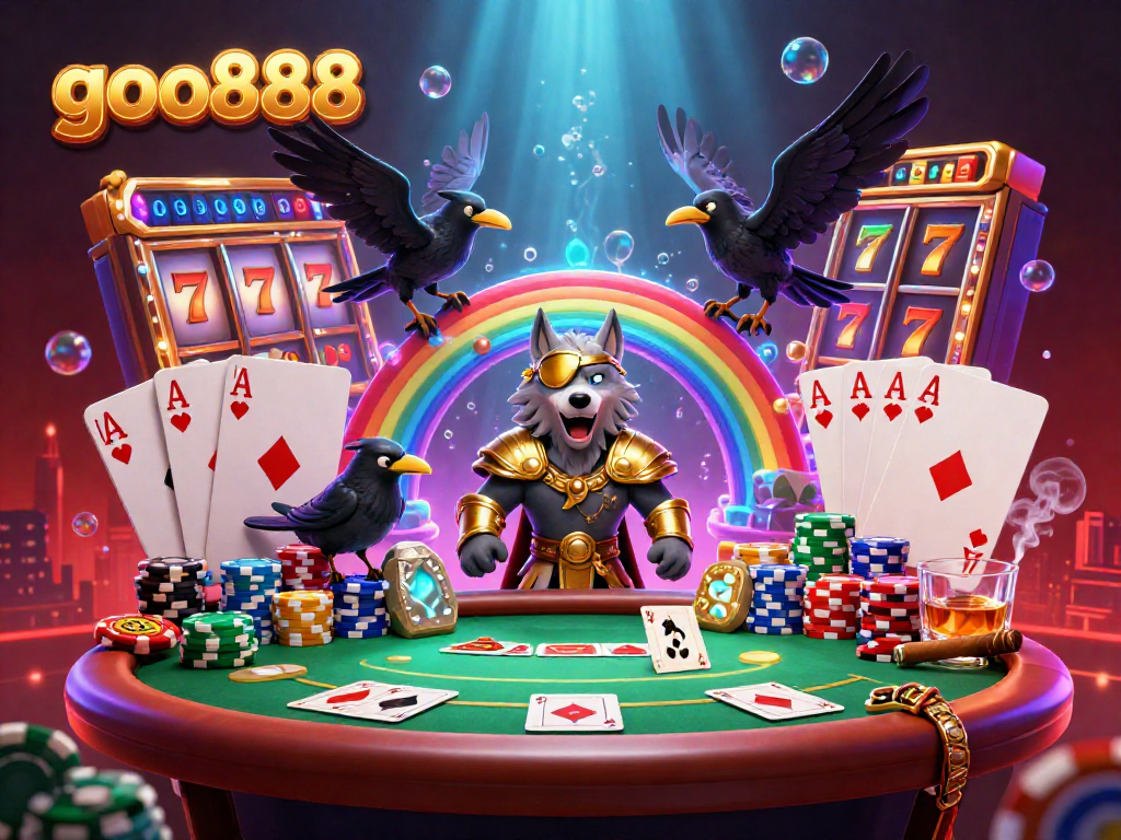 Experience thrilling jackpots with goo888 in a dynamic casino scene featuring legendary characters.