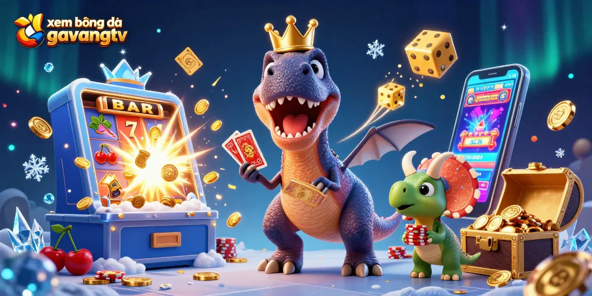 xem bóng đá gavangtv features vibrant T-Rex and friends in an engaging casino scene.