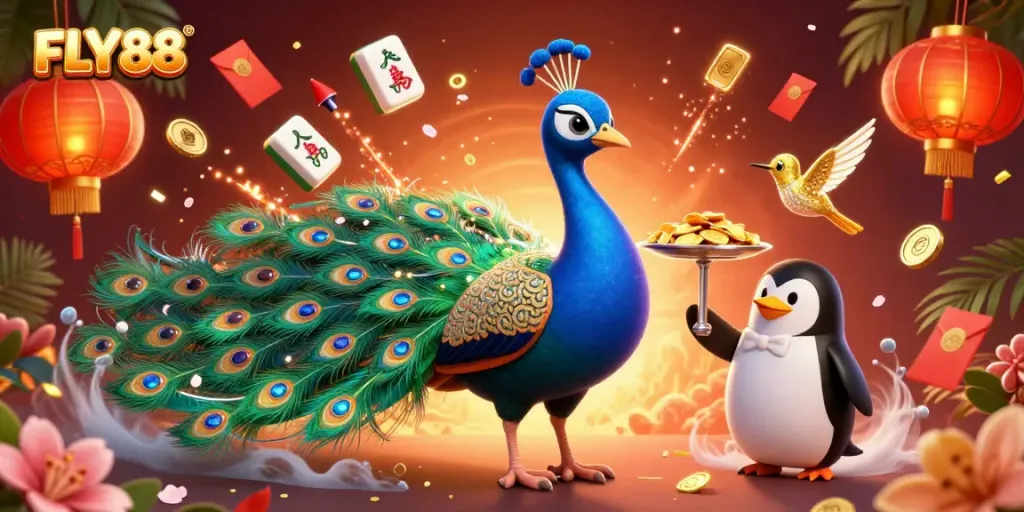 Experience the captivating world of FLY88 with its vibrant casino elements and enchanting characters.