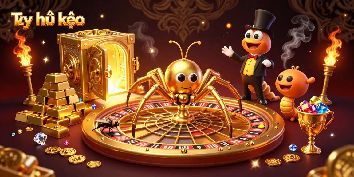 Experience Tỷ lệ kèo excitement with a golden spider and blazing treasures in this dynamic gambling scene.