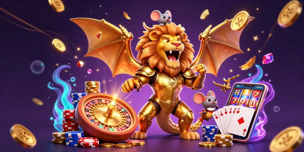 Experience thrilling gameplay with free credit 365 in an energetic casino scene featuring golden coins and vibrant games.