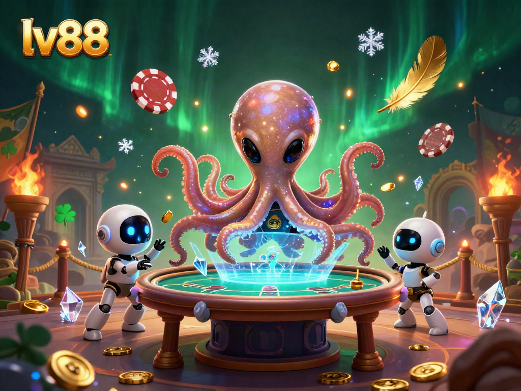 Experience exciting casino action and alien adventure with lv88's holographic poker showdown.