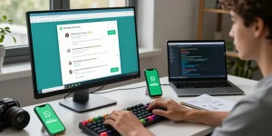 Interactive WhatsApp網頁版 workspace showcasing an engaging tech environment with chat interactions.